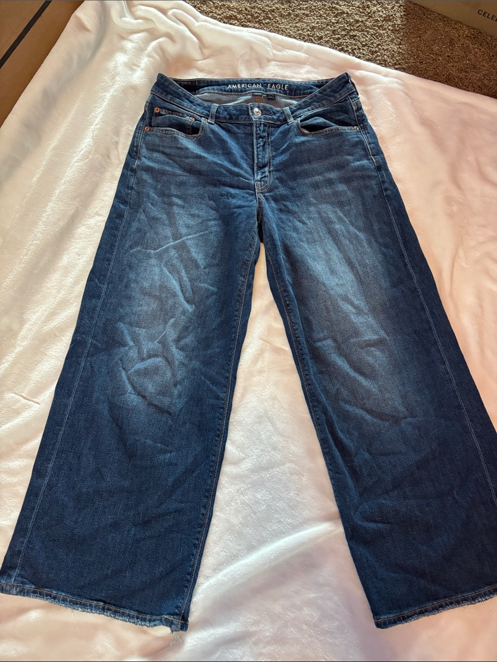 American Eagle Outfitters Dark Blue Wide Leg Jeans 6 x-short